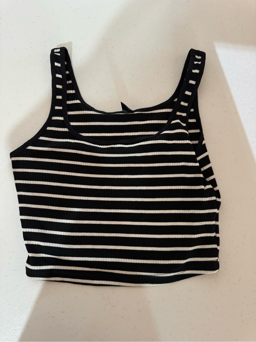 Women’s Black & White Striped Tank Crop Top
